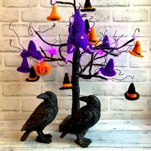Spooky Night Set of 2 Resin Decorative Crow Halloween Decor